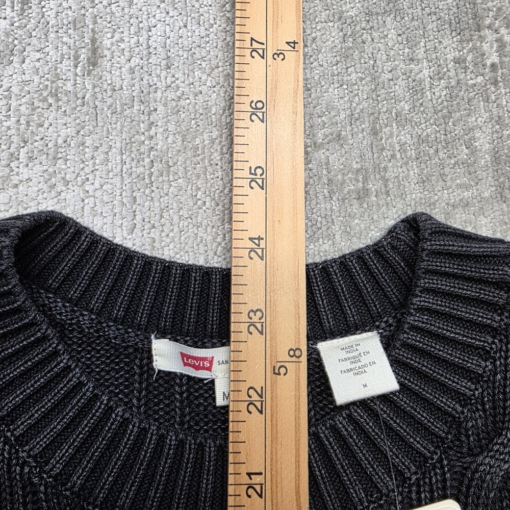 Levis Womens Cable Knit Crewneck Sweater size medium Charcoal Gray Relaxed‎ Fit - Picture 6 of 10